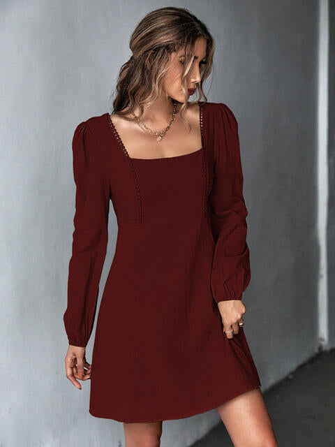 Load image into Gallery viewer, Square Neck Puff Sleeve Mini Dress
