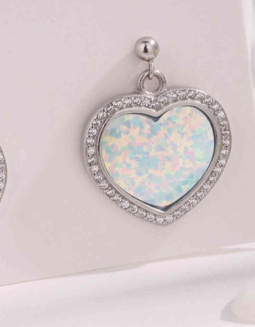 Load image into Gallery viewer, Platinum-Plated Opal Heart Earrings
