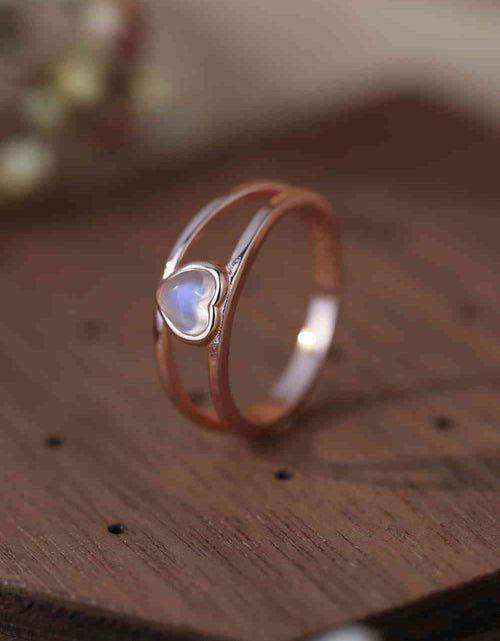 Load image into Gallery viewer, Moonstone Heart 925 Sterling Silver Ring
