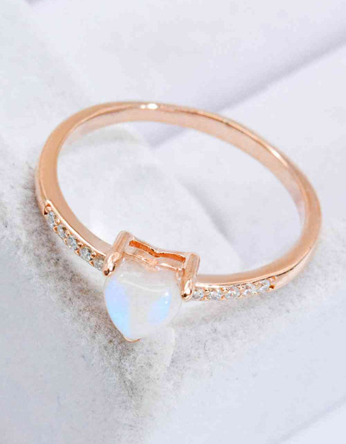 Load image into Gallery viewer, Natural Moonstone Heart 18K Rose Gold-Plated Ring
