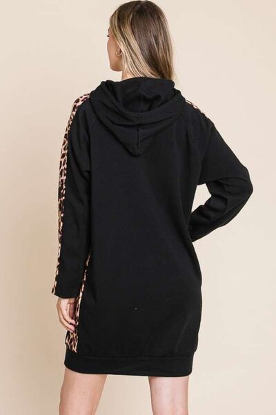 Load image into Gallery viewer, Culture Code Drawstring Leopard Long Sleeve Hooded Dress
