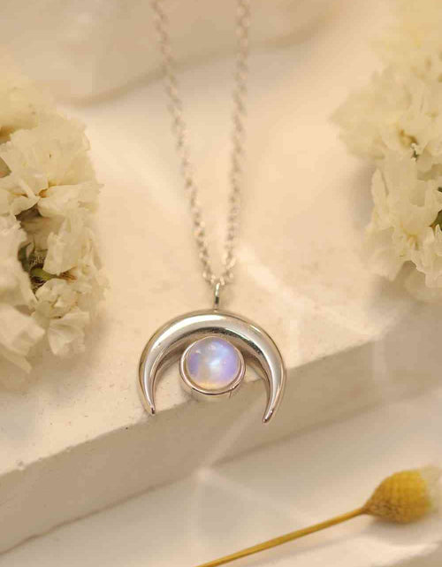 Load image into Gallery viewer, High Quality Natural Moonstone Moon Pendant 925 Sterling Silver Necklace
