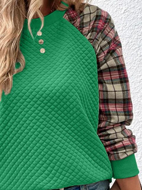 Load image into Gallery viewer, Plaid Round Neck Sweatshirt
