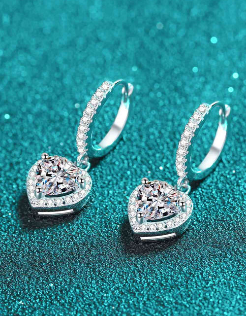 Load image into Gallery viewer, Moissanite Heart-Shaped Drop Earrings
