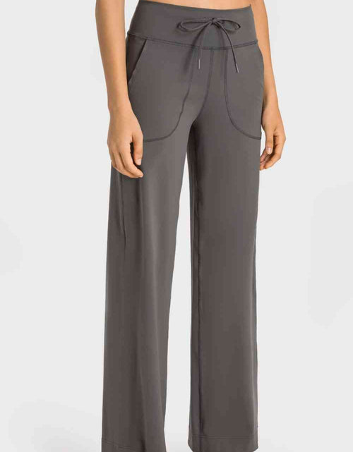 Load image into Gallery viewer, Drawstring Waist Wide Leg Sports Pants with Pockets
