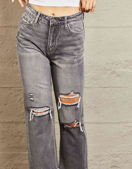 Load image into Gallery viewer, BAYEAS Mid Rise Distressed Cropped Dad Jeans
