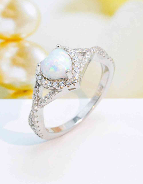 Load image into Gallery viewer, 925 Sterling Silver Heart Opal Crisscross Ring
