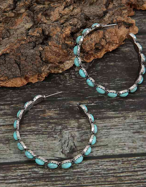 Load image into Gallery viewer, Artificial Turquoise C-Hoop Earrings
