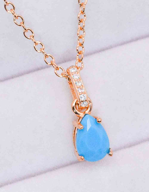 Load image into Gallery viewer, Teardrop Turquoise 4-Prong Pendant Necklace
